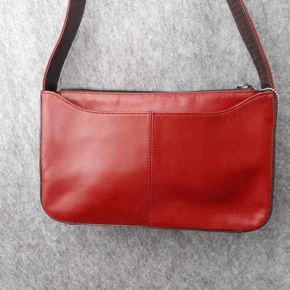 VTG Y2K Kenneth Cole Leather Shoulder Bag Red Purse Demi Zipper New York Stamped - Picture 11 of 15